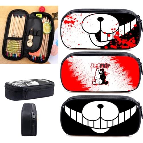 3D Print Anime Danganronpa Monokuma Pencil Case women kawaii Cosmetic Bag Cartoon School Supplies Stationery Zipper Make Up Box