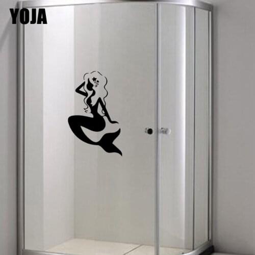 YOJA 24x15.9CM Bathroom Glass Decorative Decal Cchildrens Room Mermaid Wall Sticker G2-0238