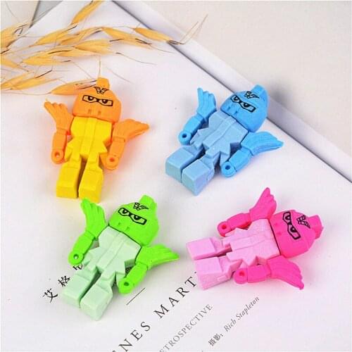 Childrens robot detachable toy campus boy toy eraser student eraser 2pcs