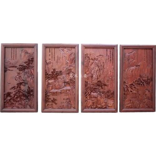 Dongyang wood carving plaque hanging boutique cross screen pendant Chinese classical landscape background of Tang Yin partition