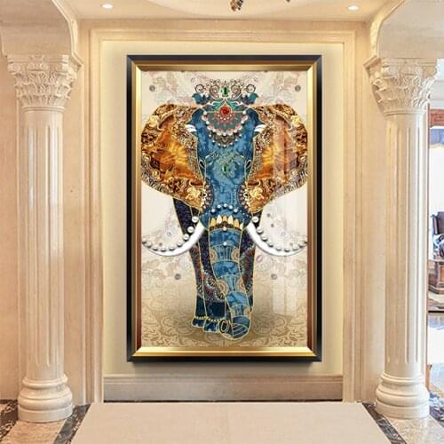 EECAMAIL Auspicious Elephant Diamond Painting Full Diamond Embroidery Porch Vertical Version Diamond Cross Stitch European