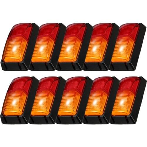 Feedopal 10pcs 10-30V 8LED Amber And Red Two-color Truck Side Marker Light Trailer Outline Signal Light