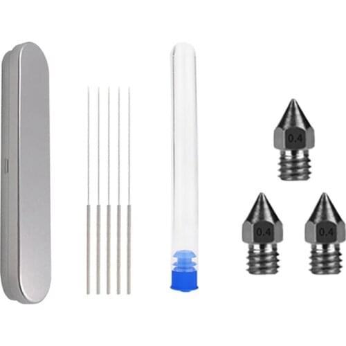 3D Printer Cleaning Tool Set 0.4mm MK8 Hardened Steel Nozzle Cleaning Needle Combination with Storage Box