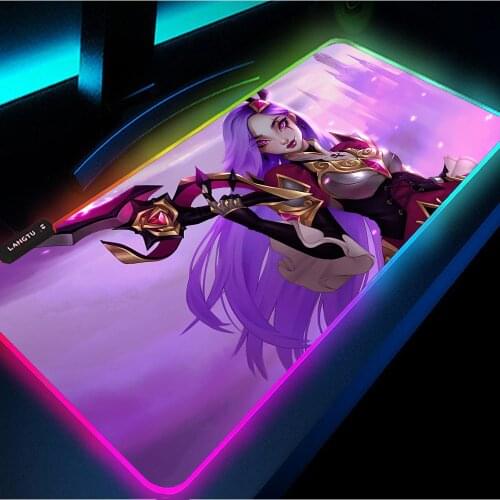 League of Legends Rgb Katarina Game Mats for Pc Mouse Mat Led Computer Anime Mouse Pad with Backlight Gamer Rug DropShipping