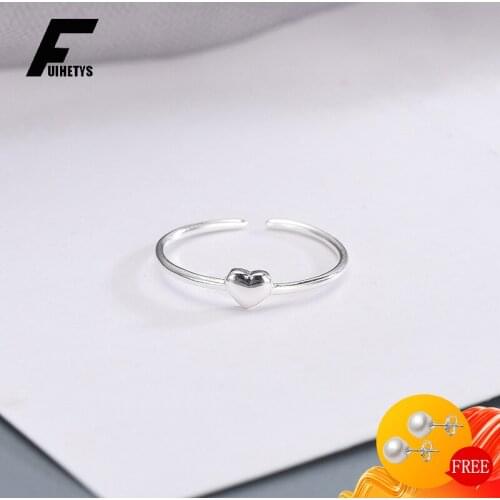 Trendy Female Rings 925 Sterling Silver Jewelry Heart Shape Open Finger Ring for Women Wedding Promise Party Ornaments Wholesale