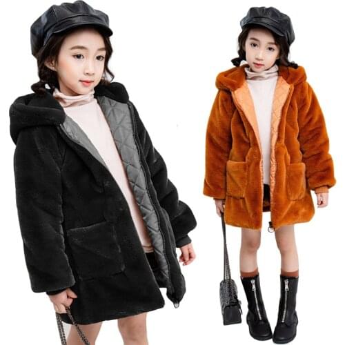 2019 Fashion Children Clothing Girls Boys Winter Overcoat Toddler Big Kids Wool Coat Baby Faux Fur Coat Kids Outwear Age 1-12 Y