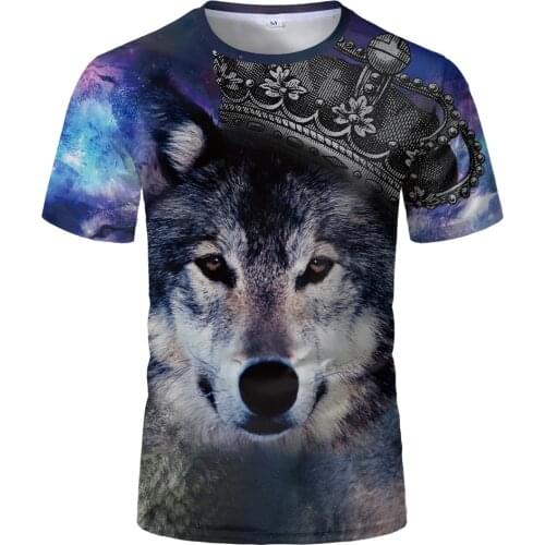 2020 Summer 3D Print Tshirt Men Streetwear Round Neck Short Sleeve Tees Tops Funny Animal For Male Clothes Casual Wolf T shirt