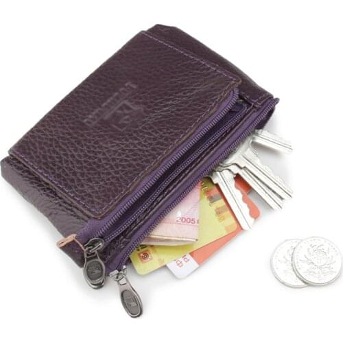Small Coin Purse womens Soft wallet Zipper Key Ring Multi pocket bag Pink Cash card package student girl purse money bags