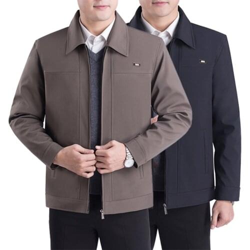 Middle-aged and older mens father coat male spring middle-aged jacket thin section mens jacket dad loose shirt W374
