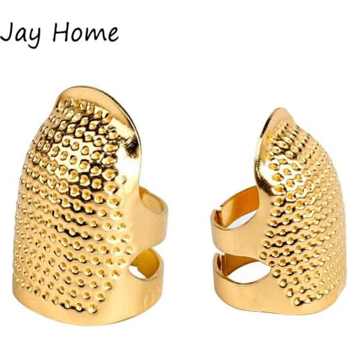 2/1Pc Sewing Thimble Finger Protector Fingertip Thimble Adjustable Leather Coin Thimble for Needlework Embroidery Craft