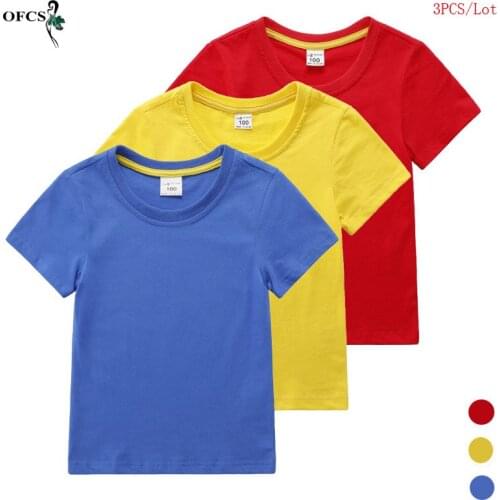 New Summer Unisex Clothes Fashion Baby Boy Girl T-shirt Cotton Solid Short Tops Childrens T Shirt Kids 3Pcs Different Color Tee