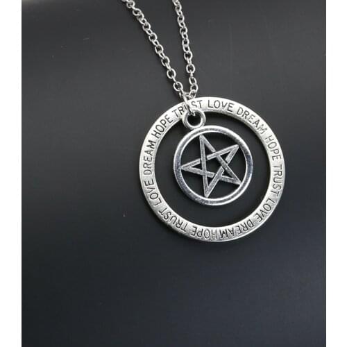 2020 New Fashion Antique Silver Plated Trust Dream Love Pendant Necklace Sweater Chain Korea Jewelry Making Craft DIY