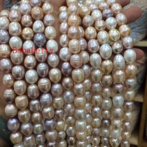 NEW Natural freshwater 10-11mm White, pink, purple Tiny Ring Teardrop pearl loose beads 15"