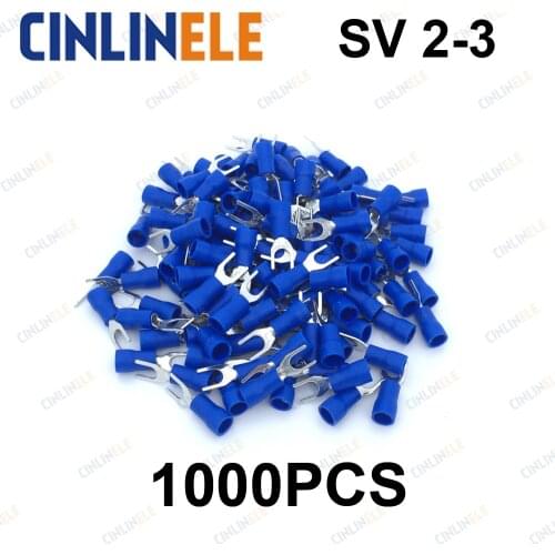 1000PCS Crimp Terminal SV2-3 AWG16-14 1.04-2.63mm^2 Crimp Fork Spade terminals Fork Terminal Brass SV2.5-3