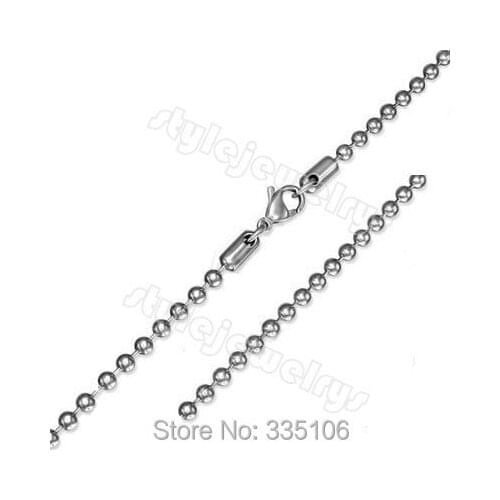 Wholesale 3mm Ball Link Chain Necklaces with Lobster Clasp Stainless Steel Jewelry Fashion Biker Chain Necklaces SCH0001