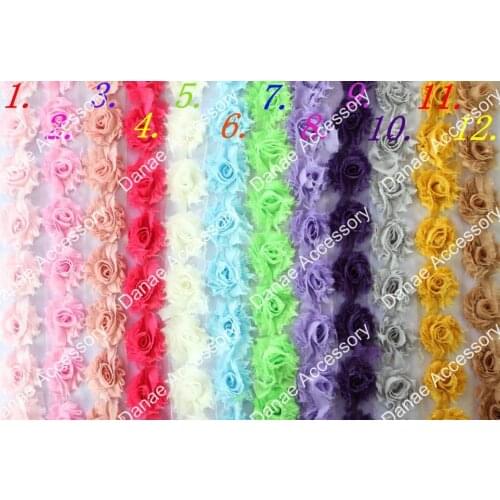 Wholesale~cute 1.5" shabby Rose Chiffon lace flower Tirm , Mini Shabby Chic Frayed flower 50yards/lot
