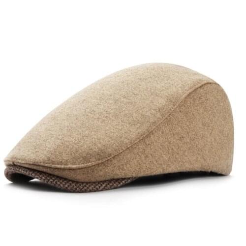 Autumn and winter new style peaked caps male British retro beret female casual forward hats woolen hat