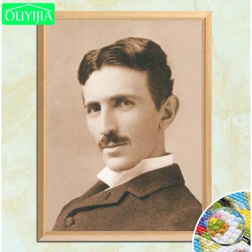 OUYIJIA Scientist Nikola Tesla Portrait 5d DIY Diamond Painting Full Square Diamond Embroidery Sale Rhinestone Mosaic Picture