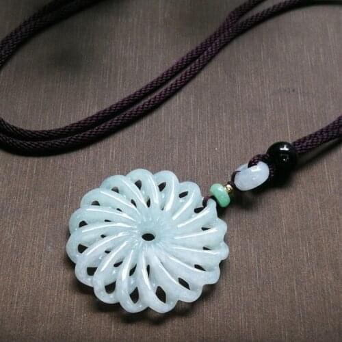 Certificate Natural Jade Emerald Hollowing Out Luck Pendant Jewellery Fashion Accessories Hand-Carved Man Woman Amulet Gifts