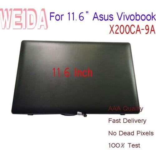 WEIDA LCD Replacment For 11.6" Asus Vivobook X200CA-9A LCD Display Touch Screen Assembly Frame A B Cover Full Replacement