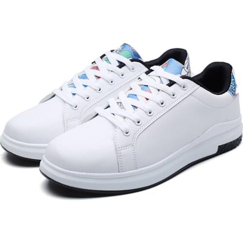 TaoBo Round Head Flats Shoes Women White Casual Shoes Size35-44 Lace-up Platform Shoes Graffiti Pattern Sneaker Tenis Feminino