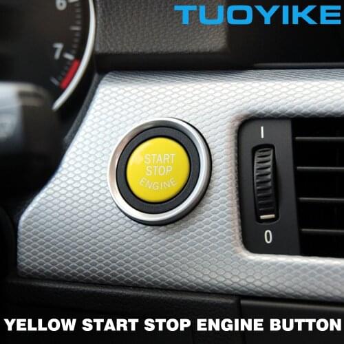 Yellow Car ENGINE START STOP Switch Push Button Replace Cover For BMW 3 5 Series E36 E90 E91 E60 X1 E84 X3 E83 X5 E70 X6 E71 E72
