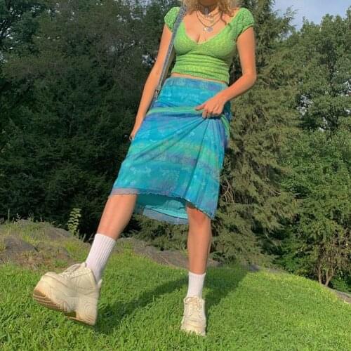 Summer Ladies Personality Hit Color Beach Calf Skirt High Waist Slim Fit Hip Skirt Fashion Print Half-length Skirt For Women