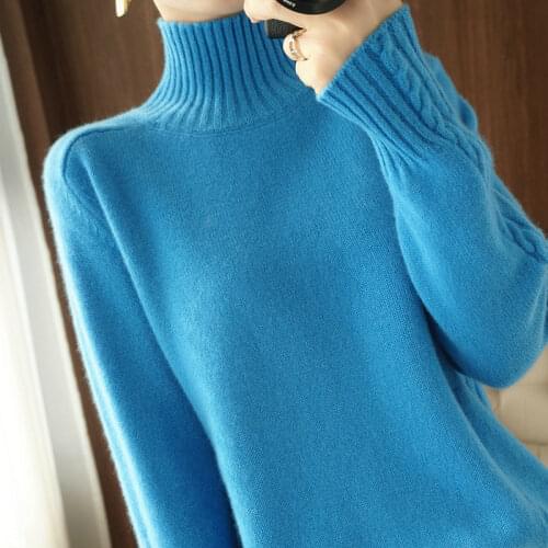 100% pure wool sweater turtleneck ladies casual pullover full sleeve knit high-grade cashmere sweater Autumn and winter New