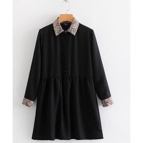 Spring Summer Dress print patchwork black Women dress animal pattern pleated Elegant long sleeve sexy dresses vestidos de fiesta