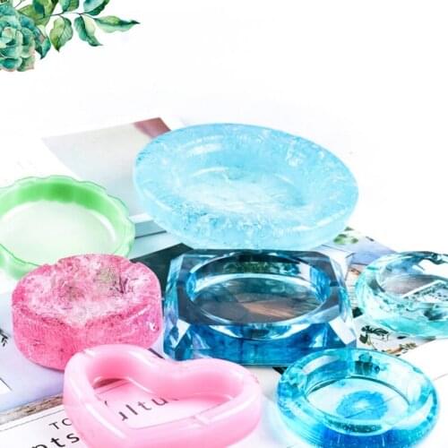 1PCS DIY Crystal Epoxy Ashtray Mold Mirror Ashtray Silicone Mold Accessories Mold Handicrafts