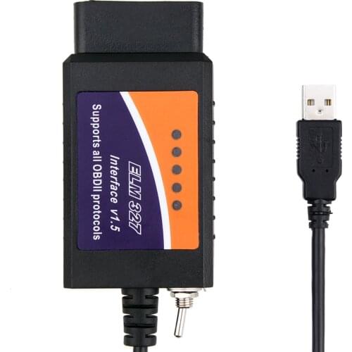 Car OBD2 ELM327 V1.5 USB Diagnostic Tool With Switch Chip 18F25K80 For HS/MS CAN Automobile OBD Code Readers