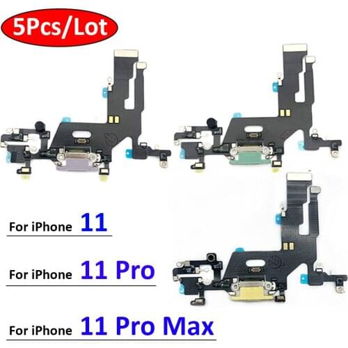 5Pcs/Lot, Dock Connector USB Charger Charging Port Flex Cable Board For iPhone 11 Pro Max With Microphone Replacement Parts