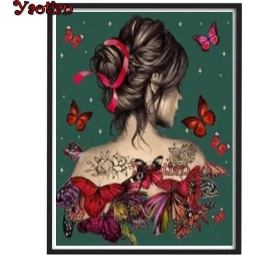 5d Diy Diamond Painting Kits for Adults,Full Square/Round Diamond Mosaic Art Butterfly Girl 3D Cross Stitch Christmas Decoration