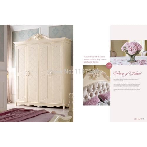 8011B Home bedroom furniture wooden four doors wardrobe chest chifforobe