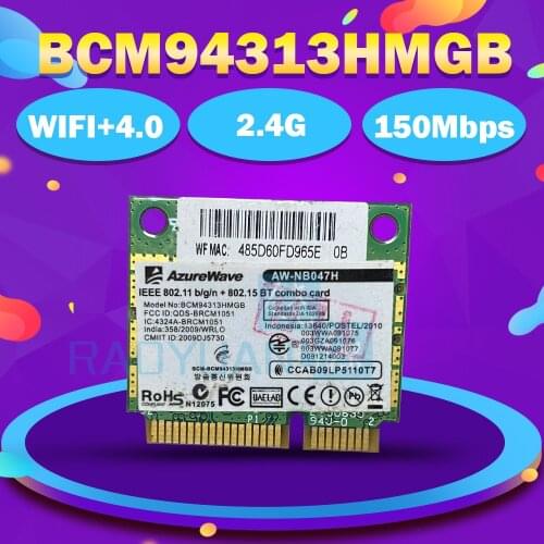Broadcom Bcm94313HMGB BCM4313 Half Mini Pci-e 150Mbps Bluetooth4.0 Wireless Wifi Card