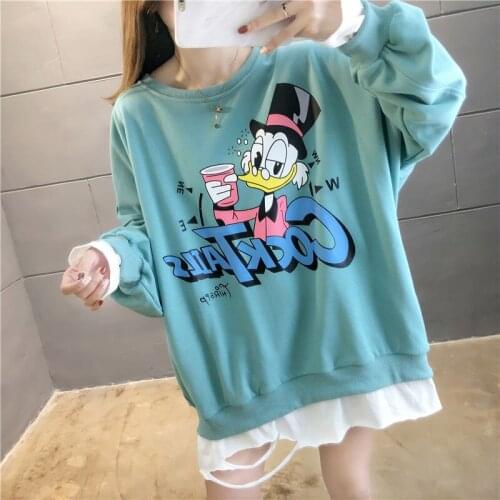 Disney Donald Duck coat Crew Neck Long Sleeve T-shirt Sweatshirt Cartoon Autumn and Winter Jacket
