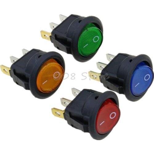 Optional Colors ON/OFF LED 12V 16A DOT ROUND ROCKER SPST TOGGLE SWITCH CAR BOAT LIGHT