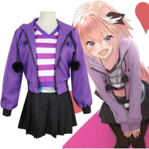 Fate Apocrypha Astolfo Cosplay Costume Carnival Halloween Party Women Purple Suit