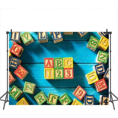 Neoback Back to School Photographic Background Wood ABC Banner Decoration Photography Backdrops Studio Shoots
