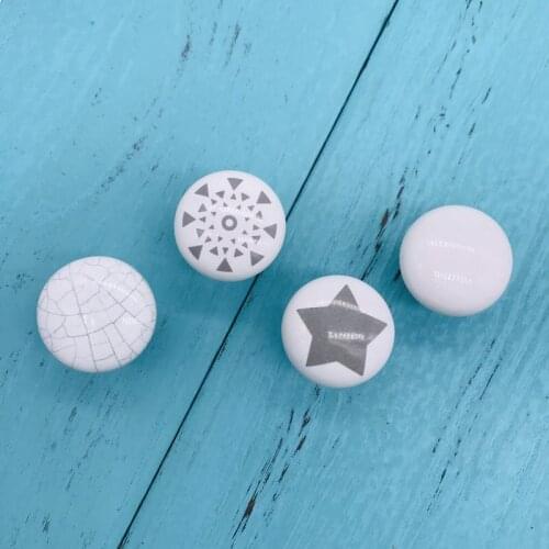 1Pcs Crack Ceramic Cabinet and Furniture Knobs Pulls 33mm Cupboard Closet Geometric figure Cabinet Knobs White Drawer Handle