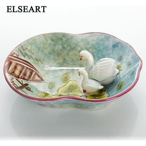Swan Lovers Candy Bowl European Dried Fruit Bowl New Chinese Snacks Nut Plate Art and Craft For home Decoration