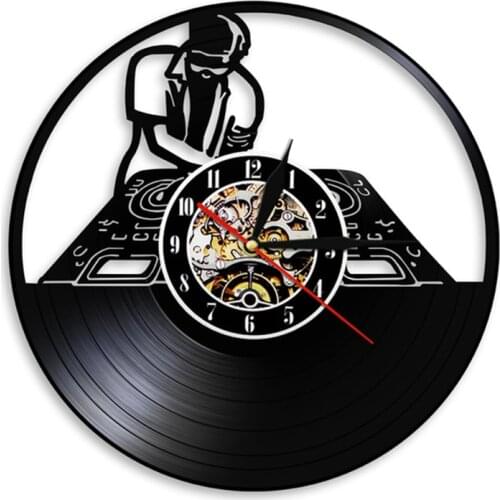 Music Club Wall Art Vintage Vinyl Record Wall Clock DJ Turntables Hip Hop Wall Clock Night Club Music Lover DJ Boyfriend Gifts