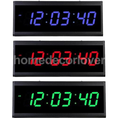Large LED Digit Wall Clock 24H Display Time Backlight Office School Home Supplies - Night Mode Backlight LED Screen EU
