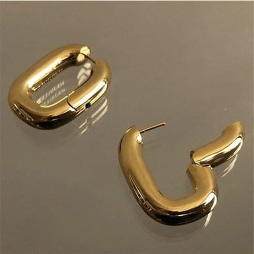 ORZTOON Fashion Simple U-shaped Earring Geometric Lines Oval Female Earrings Stainless Steel Personality Trendy Female Jewelry