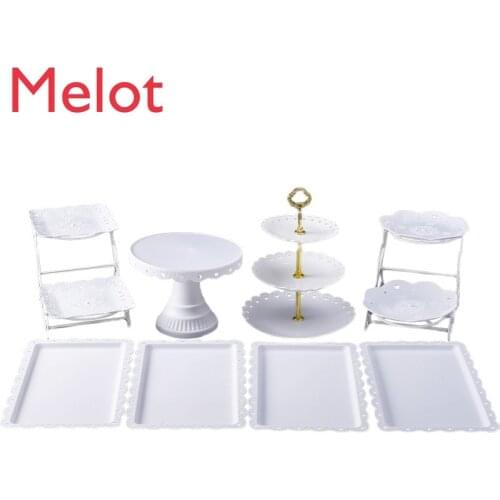 Party Dessert Bar Display Stand Birthday Decoration Decoration Cold Meal Tea Break Table Plastic Cake Dessert Tray