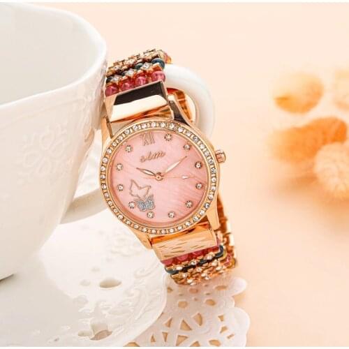 Natural tourmaline stone bracelet & 33mm watch DIY jewelry for woman waterproof watch for summer beach wholesale