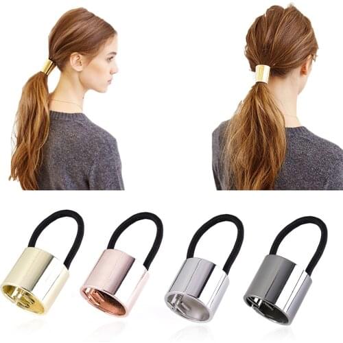 4Pcs Women Hair Cuff Wrap Hair Rubber Band Tail Band Hair Rope Elastic Metal Ponytail Holder Ring Tie Stretch Hair Accessories