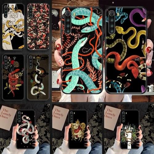 Flower snake Phone case For Xiaomi Redmi Note 7 7A 8 8T 9 9A 9S 10 K30 Pro Ultra black fashion cover silicone bumper trend