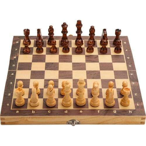 Chess Set Large Magnetic Wooden Folding Felted Game Board 39cm*39cm Interior Storage Adult Kids Gift Family Game Chess Board