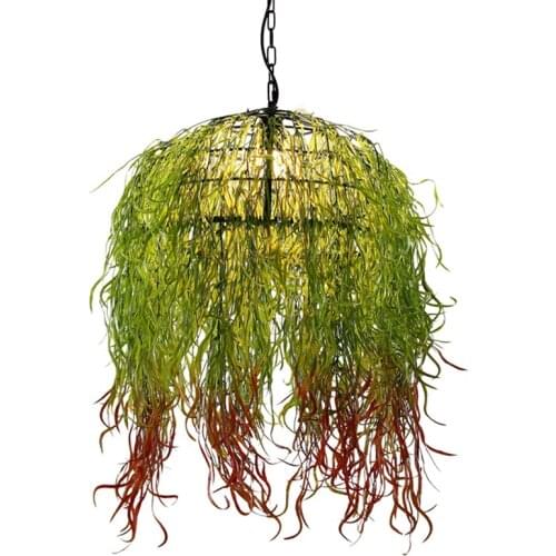 Vintage green plant round pot shade pendant lights living room music restaurant hallway balcony dining room lamps decor lighting